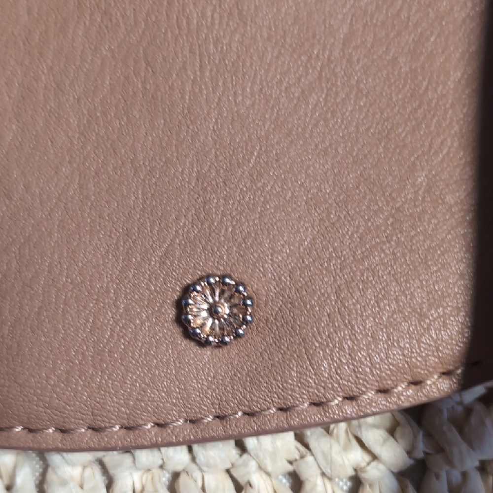 Top Handle Woven Backpack In Camel & Cashew With Rose Gold Details By LC - Picture 7 of 15